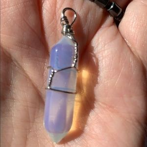 Rainbow moonstone crystal charm necklace